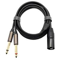 Câble répartiteur XLR 3M 1/4 pouces vers XLR mâle Y, XLR mâle vers double 6.35mm TS Mono Plug Microphone Audio Converter Adapter