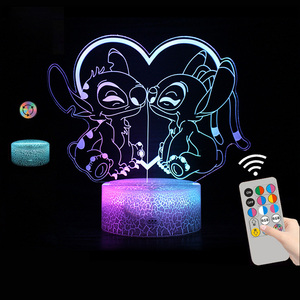 Lampe de <span class=keywords><strong>nuit</strong></span> 3D à <span class=keywords><strong>effet</strong></span> d'illusion avec <span class=keywords><strong>photo</strong></span> personnalisée bicolore, style anime, en ABS, mini lampe de bureau décorative avec base craquelée, <span class=keywords><strong>effet</strong></span> 3D pour la décoration de chambre - Product Image 3