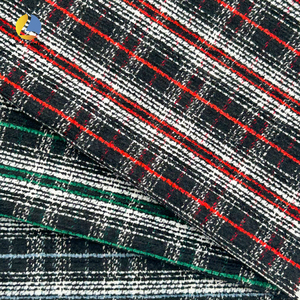 Tela de chenilla drapeada teñida con hilo, 100% poliéster, con rayas, peso vestimentario, para blazers, vestidos y culottes antiestáticos. - Product Image 1