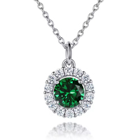 Bijoux de mode 925 Sterling Silver Halo Setting Zircon 12 Birthstone Crystal Pendentif Collier