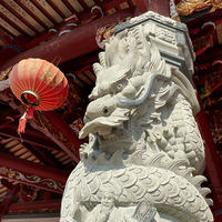Grand Animal Statue de Sculpture Sur Pierre Dragon Pilier Colonne S'use le Dragon De Pierre Statue pour Temple Décoration De Porte