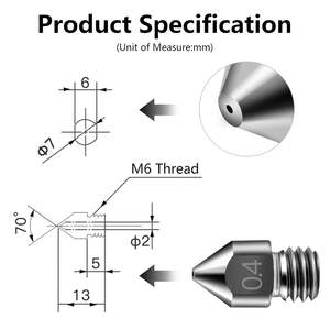 Boquilla Metálica Creality MK8 de 0.2-0.6mm para Impresora 3D, Repuesto - Product Image 5