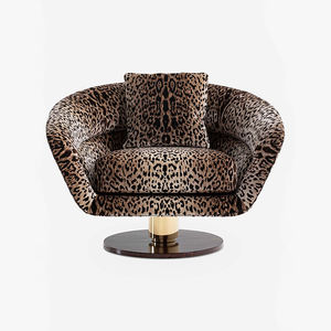 Chaise d'appoint pivotante moderne à 360 ° faite à la main <span class=keywords><strong>Fauteuil</strong></span> de loisirs rembourré en <span class=keywords><strong>tissu</strong></span> doux imprimé léopard pour salons chambres hôtels - Product Image 1