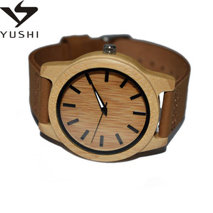 Correa de cuero de madera <span class=keywords><strong>reloj</strong></span> de pulsera con bambú japonés analógico de cuarzo movimiento ligero casuales hechos a mano - Product Image 4