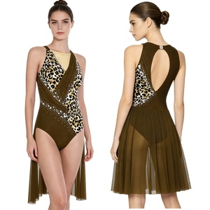 Trajes de Danza Lírica para Mujer, Leotardo con Estampado Estilo Salvaje, Ropa de Danza Decorativa sin Mangas, Body sin Espalda para Samba, Rumba y Actuaciones en Escenario - Product Image 2