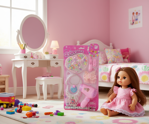 ชุดจัดแต่งทรงผมเจ้าหญิง ของเล่นแต่งหน้าพลาสติกขนาดเล็ก สำหรับเด็กหญิงอายุ 4-6 ปี แต่งตัวเล่นเสริมสวย - Product Image 2