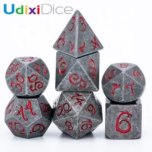 Udixi metallo poliedrico RPG Dungeons and Dragons logo personalizzato 20 Dragon font set di dadi