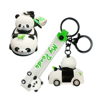 Hot verkopende schattige panda PVC sleutelhanger met offset- en UV-print, auto sleutelring, tas hanger, sleutelhouder, cadeau