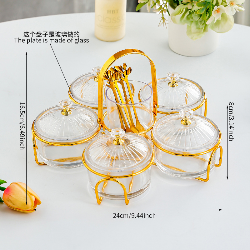 Transparent Striped 5 [Glass] Round Diamond Handle Holder