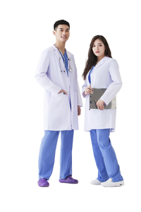 Bata de laboratorio blanca transpirable para mujer, uniforme farmacéutico bordado, abrigo de consulta, poliéster, algodón, Spandex, estampado térmico - Product Image 3