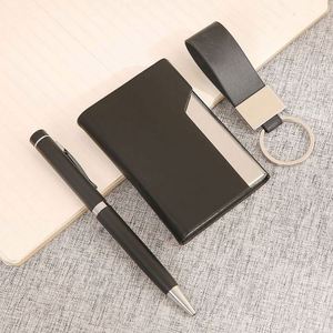 Executive Black PU Leather <b>Gift</b> <b>Set</b> with Digital Printing Business Card Holder & Custom Corporate <b>Gift</b> for Men - Product Image 2
