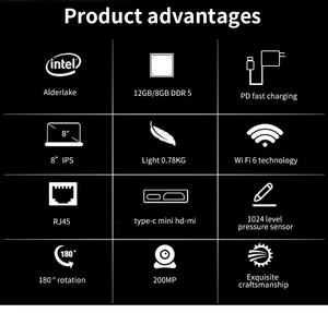 Custom 8 Inch <strong>Mini</strong> Laptop HD Touchscreen Portable 2-in-1 Win 11 Pro Small Business Students Drawing Laptop - Product Image 4