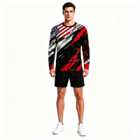 T-shirt à manches longues pour homme avec col rond, impression intégrale, drapeau de course personnalisé par sublimation, pour streetwear