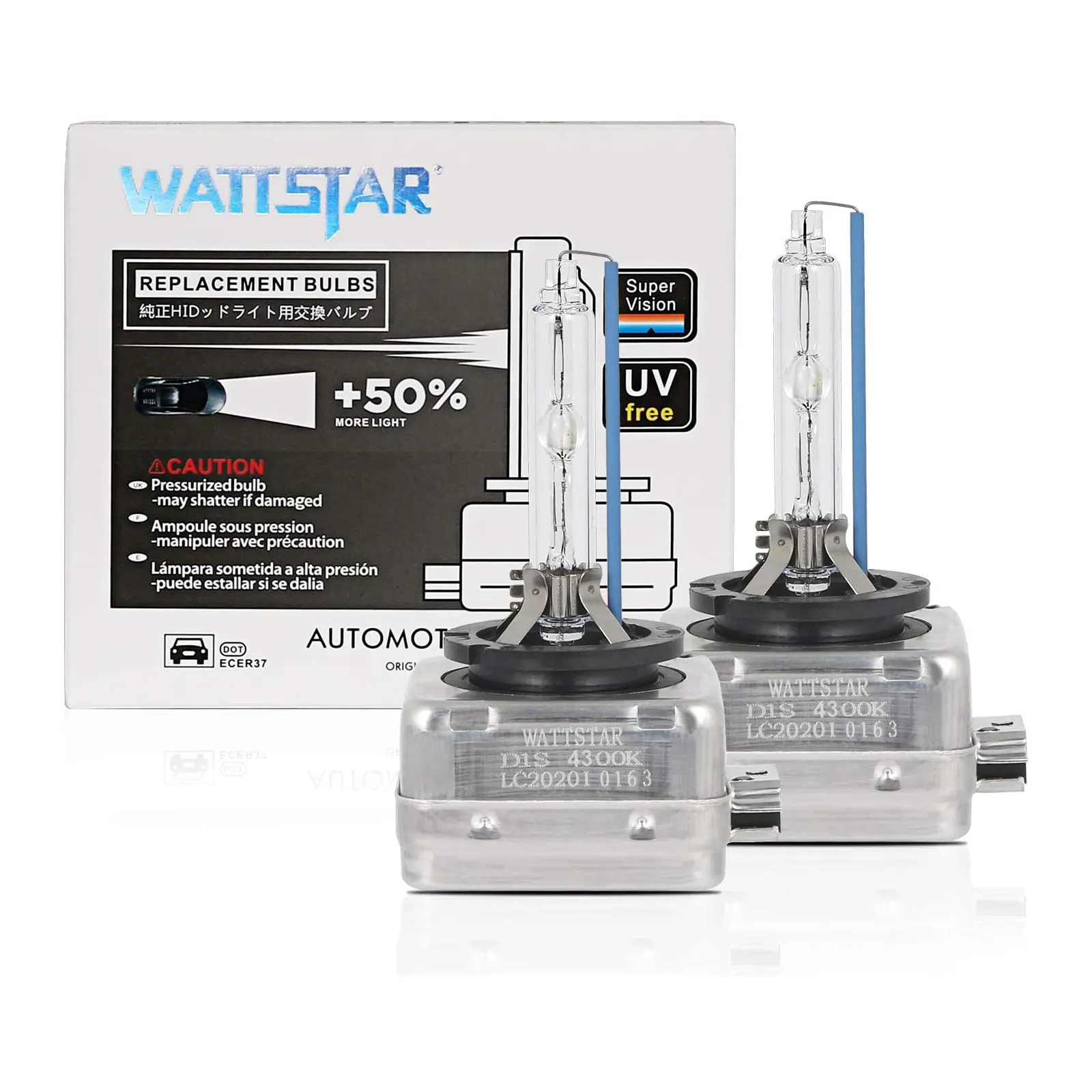 Wattstar HID bulb D1S 4300K 6000K 8000K OEM Universal HID XENON 35W Auto Lighting D series Xenon bulb Metal base Long lifespan