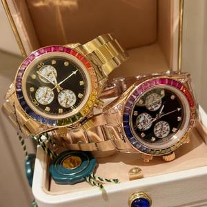 Drioshipping Luxe Unisexe Sport Designer Montre à Quartz Diamond Bezel 42mm Bracelet en Acier Inoxydable Réserve de Marche Verre Creux Alarme - Product Image 5