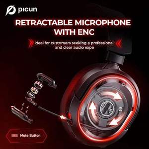 Casque de jeu sans fil Picun G2 Virtual 7.1 avec éclairage RGB, faible latence, 2,4 GHz, réduction active du bruit, <span class=keywords><strong>IPX6</strong></span>, dynamique - Product Image 2