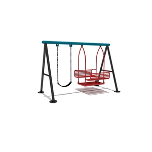 Parque parques infantiles niños Juego de plástico Jardín de acero al aire libre asiento doble columpio para niños - Product Image 4