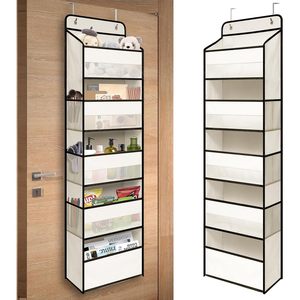 Organisateur blanc à suspendre derrière la porte, 5 grandes poches transparentes, 6 poches latérales en maille, rangement suspendu anti-basculement pour derrière les portes et les murs - Product Image 1