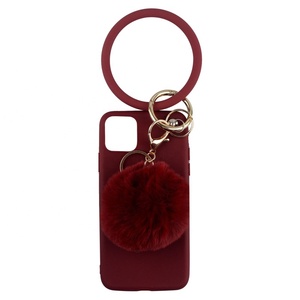 Étui <span class=keywords><strong>de</strong></span> téléphone en Silicone pour femmes, avec Bracelet et Pompon, nouveau Design, - Product Image 4