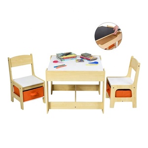 Vendita calda doppio lato tavolo <span class=keywords><strong>bambini</strong></span> disegnare studio gioca mobili in <span class=keywords><strong>legno</strong></span> <span class=keywords><strong>bambini</strong></span> tavolo e sedia per <span class=keywords><strong>bambini</strong></span> Set con scatola di immagazzinaggio - Product Image 1