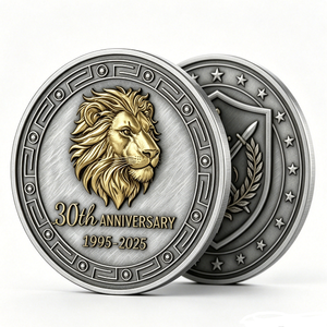 Moneda Conmemorativa Personalizada de Aleación de Zinc 3D con Cabeza de León, Fundida a Presión, para el 30.º Aniversario del Día Nacional y Navidad - Product Image 6