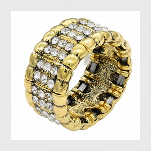 Romantic Gold-Plated Stainless Steel Copper Alloy Adjustable Stretch <b>Rings</b> Clear <b>Crystal</b> Inlay 18K Rhodium Plating IGI Certified - Product Image 2