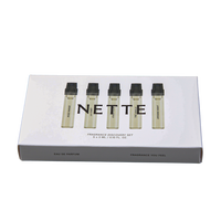 Personalizar blanco marfil cartón hoja de plata Logo lujo Perfume marca embalaje cosmético aroma muestra insertar tarjetas