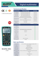 WinAPEX 890A True RMS Multimeter Digital 6000 Counts NCV Pengukuran Rentang Otomatis DCV 1000V Resistansi 60MΩ Tahan Debu 3-Digit