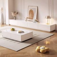 Ensemble de meuble TV et table basse en bois de luxe, design contemporain électrique, compatible avec les téléviseurs de 65 pouces et plus, mobilier de salon de haute qualité