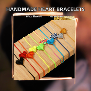 Pulseras Originales de Moda Hechas a Mano con Hilo Encerado Chapado en Oro de 14K, Regalo de Joyería para Parejas, Pulseras Minimalistas de Macramé con Corazón Trenzado - Product Image 2