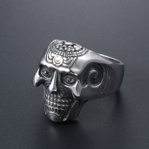 Gothic Retro Skull <b>Ring</b> Men's Punk Style <b>Titanium</b> Steel Jewelry SA619 Gift - Product Image 4
