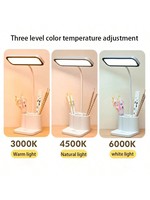 Lampe de bureau LED rechargeable avec porte-stylo, veilleuse pour dortoir et chambre, lampe de lecture pour bureau et étude