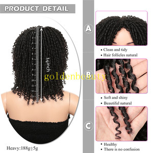 Perruques courtes pour tresses de couleur ombrée pour femmes avec accessoire de cheveux polyvalent sans dentelle sur le devant - Product Image 3