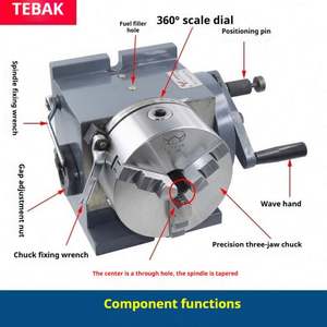 หัวแบ่งงานหนัก TEBAK แบบตั้งและแนวนอน ใช้ได้สองแบบ พร้อมจานแบ่งแบบหมุนมือ สำหรับงานเขียนแบบวงกลมและเครื่องแบ่งแบบหมุน - Product Image 4