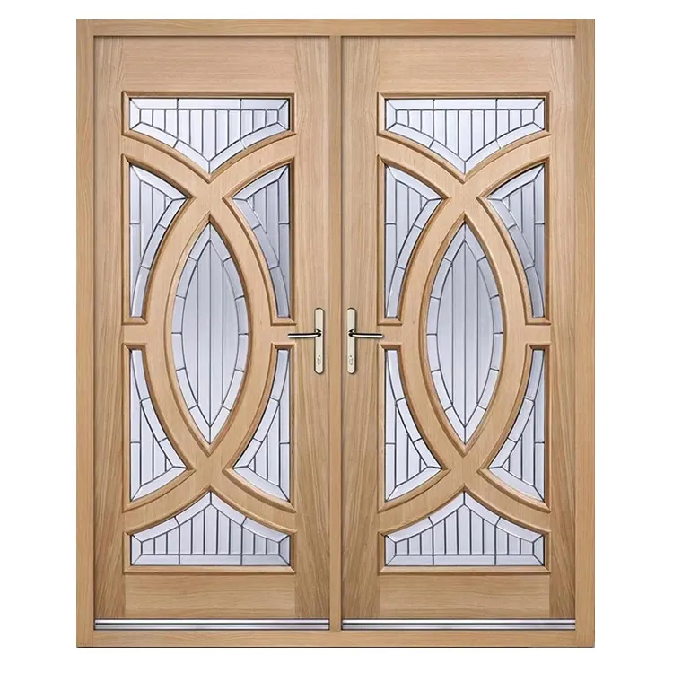 Moderna porta d'ingresso in legno massello di mogano in legno esterno anteriore altro vetro solido per porte di case