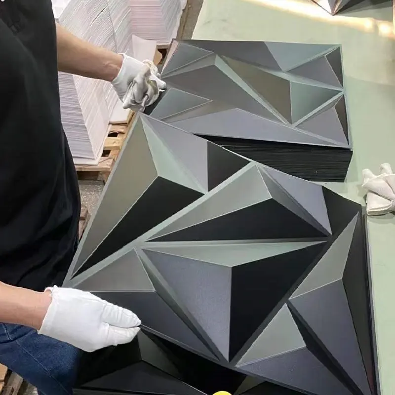 Luxus Schwarz Innenwand verkleidung Painel de Parede 3D dekorative Tapete 3D PVC Wand paneele