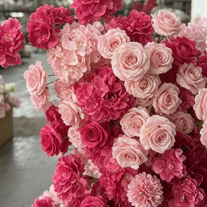 Promise Handmade <b>Artificial</b> <b>Flower</b> Pillar Arch Mixed Pink Red Roses Romantic Dreamy Wedding Decoration Reusable Recyclable - Product Image 2