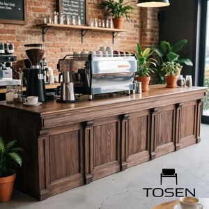 Comptoir de bar en bois massif de style européen, comptoir de bar pour café, comptoir de caisse pour barbecue, bureau d'accueil - Product Image 1