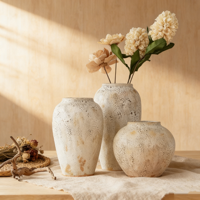 Vase à fleurs en grès fait main à large ouverture, style Japandi Wabi-Sabi, en porcelaine marbrée, pour décoration intérieure, collection ARM LVG Vintage