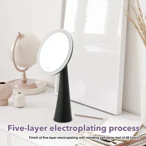 Luxury Decorative Black White Table Top Cosmetic Round Makeup Mirror In Bath Room Bedroom Table