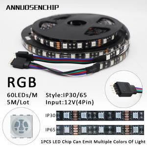 5M/Roll DC 12V Flex LED Strip 5050 SMD 60 LEDs/<span class=keywords><strong>M</strong></span> Hitam/Putih FPC Warna Tunggal RGB RGBW WW Light Bar untuk Dekorasi Latar Belakang TV - Product Image 4