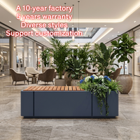 Banc de jardin extérieur moderne avec jardinière intégrée, banc long pour parc commercial, chaise avec pot de fleurs