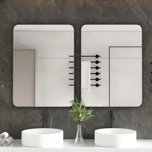 Custom Wholesale Matte Black Rectangular Square Shape Aluminum Alloy Framed Home Hotel Decor Wall Washroom Mirror
