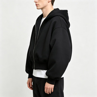 Veste zippée à capuche oversize pour homme en molleton bouclette épais, coupe courte, avec logo personnalisé, faible MOQ, style décontracté streetwear