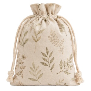 Pochette en toile écologique en coton et lin avec cordon de serrage, pour la vie quotidienne, emballage cadeau, sac de rangement léger, couleur personnalisée - Product Image 1