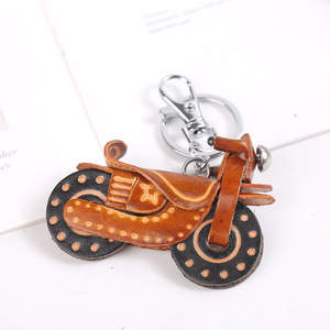 Zenos Vintage Auto colgante llavero elegante cuero de vaca genuino motocicleta Keycase decoraciones colgantes de moda - Product Image 3