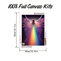 Peinture Diamant 5D DIY Ailes d'Ange Arc-en-ciel Mosaïque Complète Point de Croix Rond en Strass pour Décoration de Chambre et Cadeau