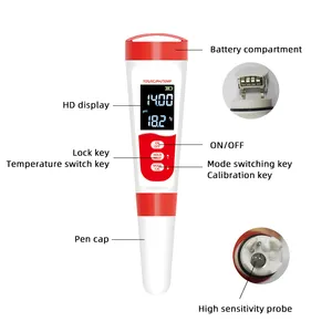 Hoge Nauwkeurigheid Pen Type Ph Meter 4 In 1 Water Quality Tester Geleidbaarheid Ph/Tds/Ec/temp Meter Met Achtergrondverlichting