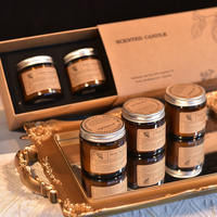 Boîte-cadeau de bougie de style tiroir en carton kraft brun avec logo personnalisé emballage triple trois pots avec impression par stratification mate