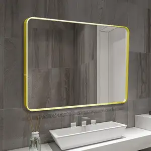 Cermin Kamar Mandi Cermin Rias Terpasang Di Dinding dengan Bingkai Cermin Lampu Led Pintar untuk Kamar Mandi